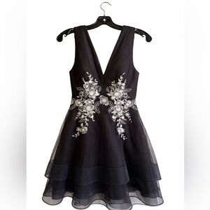 BCBGMaxAzria Black Dress with White Floral Design